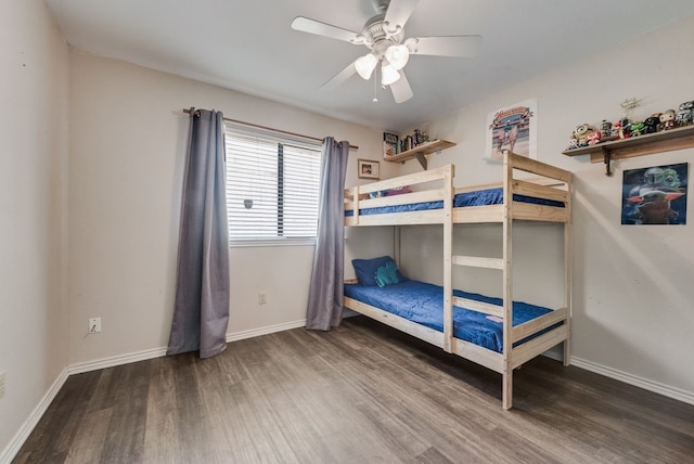7020 Live Oak Dr, North Richland Hills, TX 76182 - bedroom with wood finished floors, baseboards, and a ceiling fan