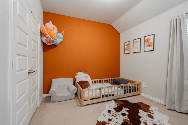 1519 Fairweather Way, Forney, TX 75126 - carpeted bedroom featuring lofted ceiling and baseboards