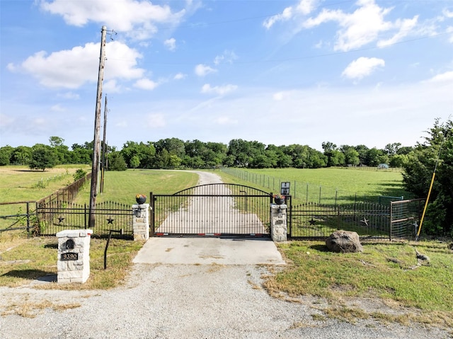 9390 Lakeridge Dr, Princeton, TX 75407 - view of road with a gate, a rural view, a gated entry, and view of scattered trees