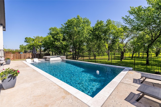 2402 Cornerstone Dr, Mansfield, TX 76063 - view of swimming pool with a patio, a fenced backyard, and a pool with connected hot tub