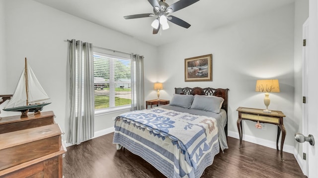 113 Myers Ave, Cleburne, TX 76033 - bedroom featuring baseboards, wood finished floors, and a ceiling fan