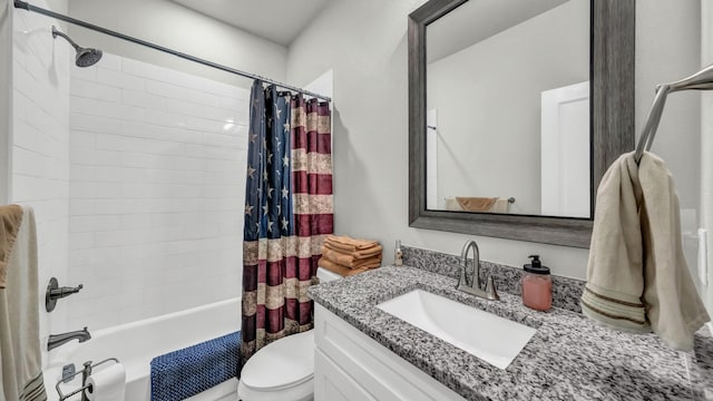 113 Myers Ave, Cleburne, TX 76033 - bathroom with vanity, shower / bathtub combination with curtain, and toilet