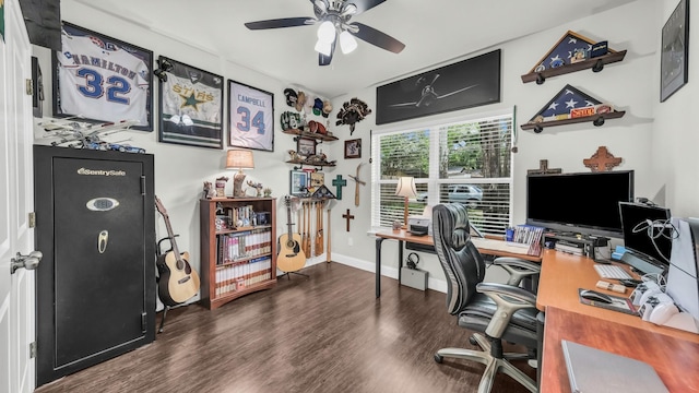 113 Myers Ave, Cleburne, TX 76033 - office space with wood finished floors, a ceiling fan, and baseboards