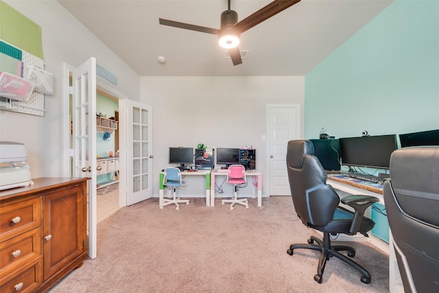 14024 Callisto Way, Haslet, TX 76052 - office space with french doors, light colored carpet, and ceiling fan