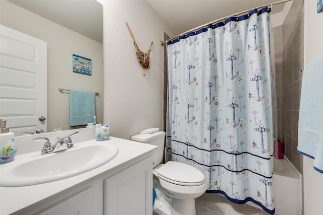 14024 Callisto Way, Haslet, TX 76052 - bathroom with vanity, toilet, shower / tub combo with curtain, and tile patterned floors