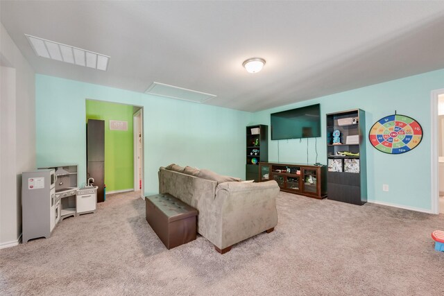 14024 Callisto Way, Haslet, TX 76052 - carpeted living area with attic access and baseboards