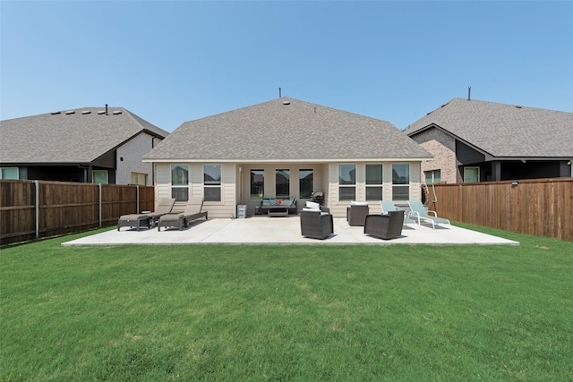 14024 Callisto Way, Haslet, TX 76052 - rear view of property featuring an outdoor hangout area, a patio area, and a shingled roof