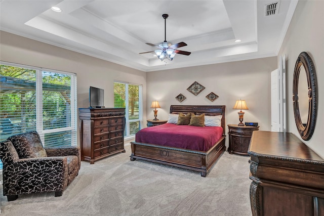 15741 Big Horn Trl, Frisco, TX 75035 - bedroom featuring carpet floors, a raised ceiling, crown molding, and recessed lighting