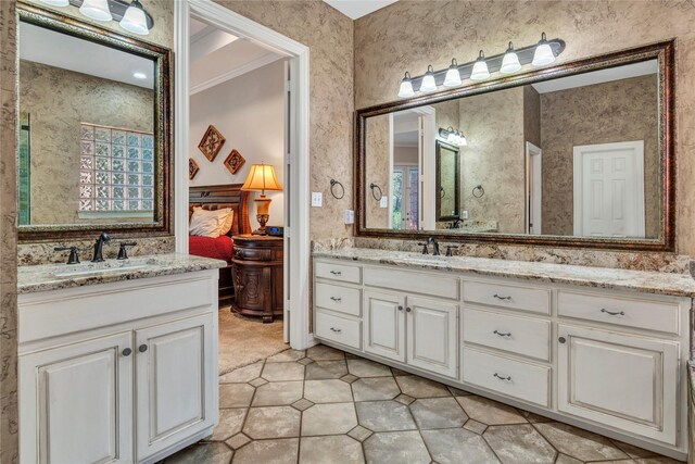 15741 Big Horn Trl, Frisco, TX 75035 - full bath featuring two vanities and tile patterned flooring