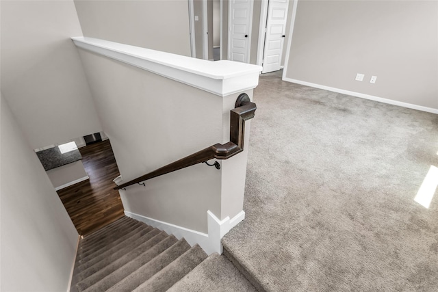 106 Camelia St, Garland, TX 75043 - staircase featuring baseboards and carpet flooring