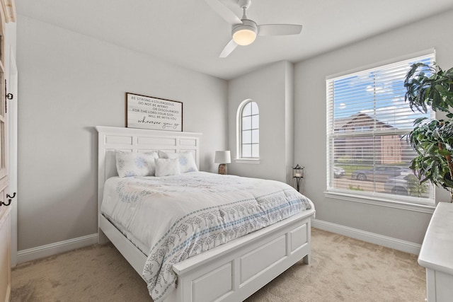 3620 Brahman Ct, Mckinney, TX 75071 - bedroom with light colored carpet, baseboards, and a ceiling fan