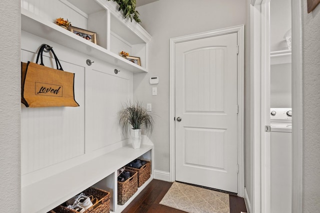 3620 Brahman Ct, Mckinney, TX 75071 - mudroom featuring dark wood-type flooring and washer / dryer