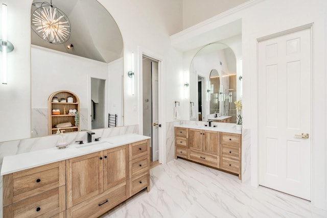 1495 Bent Trail Cir, Southlake, TX 76092 - full bath with two vanities and marble finish floors