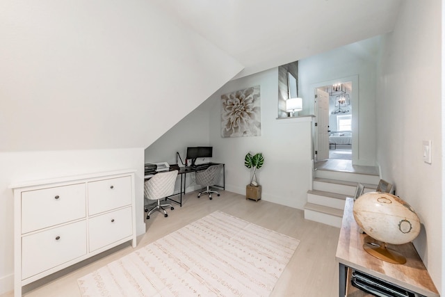 1495 Bent Trail Cir, Southlake, TX 76092 - home office featuring light wood-type flooring and lofted ceiling