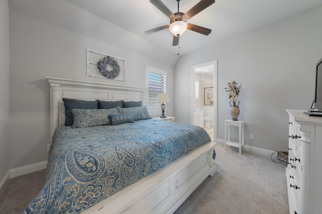 2121 Glenbrook St, Haslet, TX 76052 - bedroom featuring light colored carpet, baseboards, ensuite bathroom, and a ceiling fan