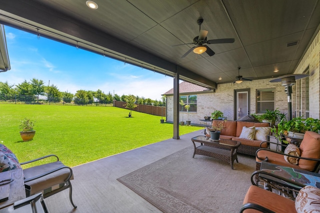 2121 Glenbrook St, Haslet, TX 76052 - view of patio / terrace featuring a ceiling fan and an outdoor hangout area