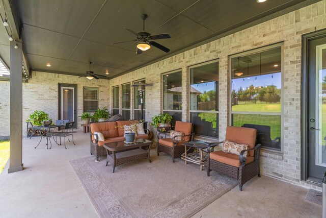 2121 Glenbrook St, Haslet, TX 76052 - view of patio with a ceiling fan and an outdoor hangout area