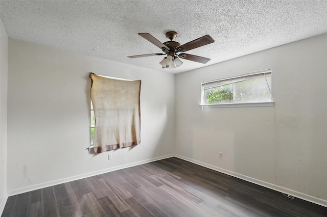 6330 Autumn Woods Trl, Dallas, TX 75232 - empty room with wood finished floors, a ceiling fan, a textured ceiling, and baseboards