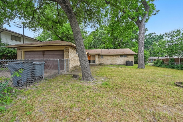 6330 Autumn Woods Trl, Dallas, TX 75232 - view of front of property featuring brick siding, central air condition unit, and a detached garage