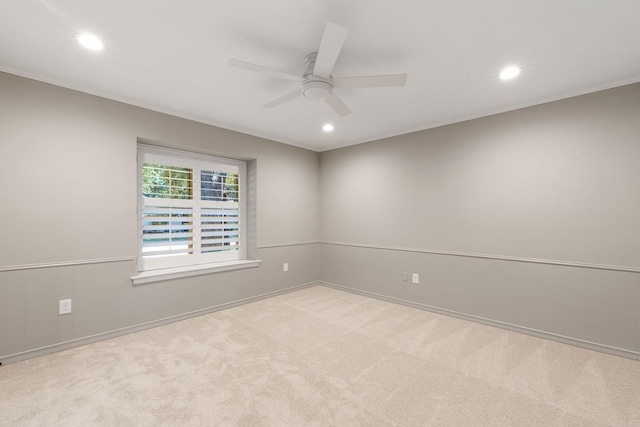 4315 Laren Ln, Dallas, TX 75244 - empty room featuring a ceiling fan, recessed lighting, and carpet