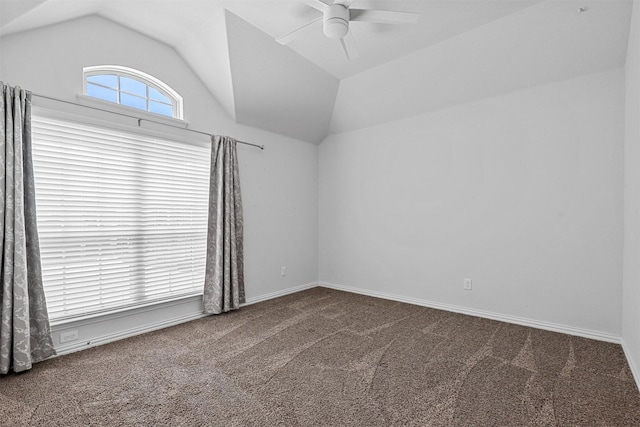 15232 Primrose Garden Ct, Aledo, TX 76008 - carpeted spare room featuring ceiling fan, lofted ceiling, and baseboards