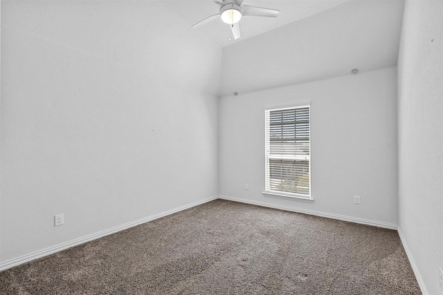 15232 Primrose Garden Ct, Aledo, TX 76008 - spare room featuring carpet flooring, ceiling fan, baseboards, and lofted ceiling