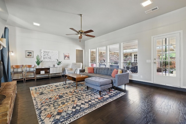 2500 Indian Hills Dr, Plano, TX 75075 - living room with hardwood / wood-style floors and ceiling fan