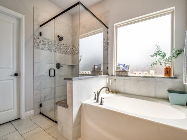 1241 Ronald St, Desoto, TX 75115 - full bath featuring a garden tub, a stall shower, and tile patterned floors