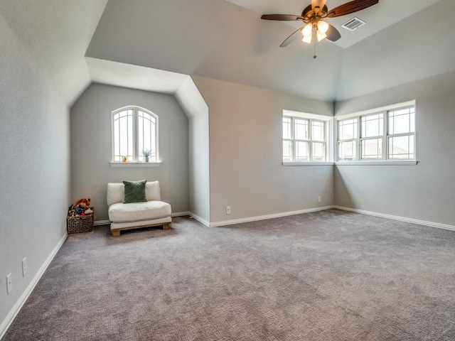 1241 Ronald St, Desoto, TX 75115 - unfurnished room featuring lofted ceiling, plenty of natural light, ceiling fan, and carpet flooring