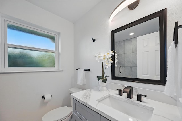 1429 Waterford Pl, Garland, TX 75044 - bathroom with vanity, toilet, and tiled shower