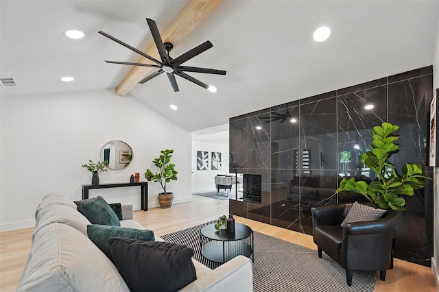 1429 Waterford Pl, Garland, TX 75044 - living room with recessed lighting, ceiling fan, baseboards, wood finished floors, and a premium fireplace