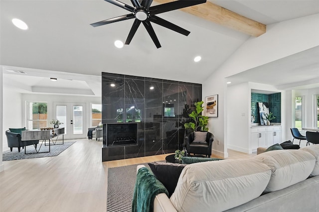 1429 Waterford Pl, Garland, TX 75044 - living room featuring wood finished floors, recessed lighting, plenty of natural light, baseboards, and a ceiling fan