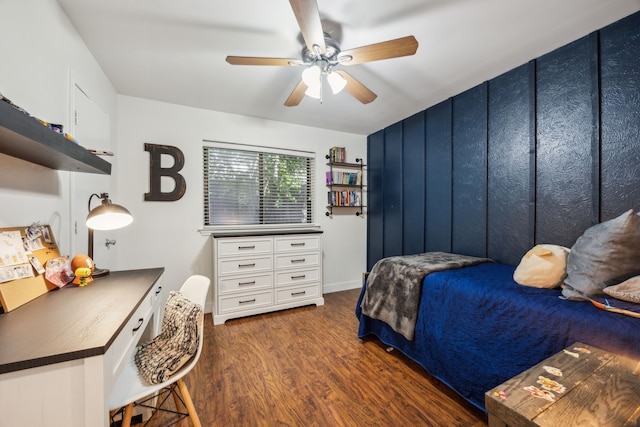 2928 Regal Rd, Plano, TX 75075 - bedroom with dark wood finished floors and a ceiling fan