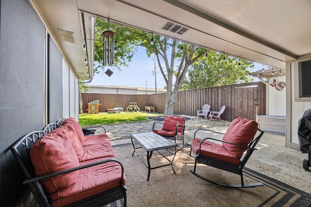 2928 Regal Rd, Plano, TX 75075 - fenced backyard featuring a patio