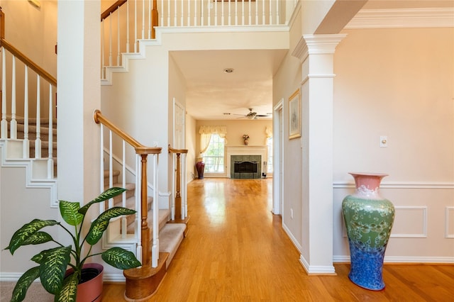 2017 Rumson Dr, Arlington, TX 76006 - corridor featuring stairway and light wood-style floors