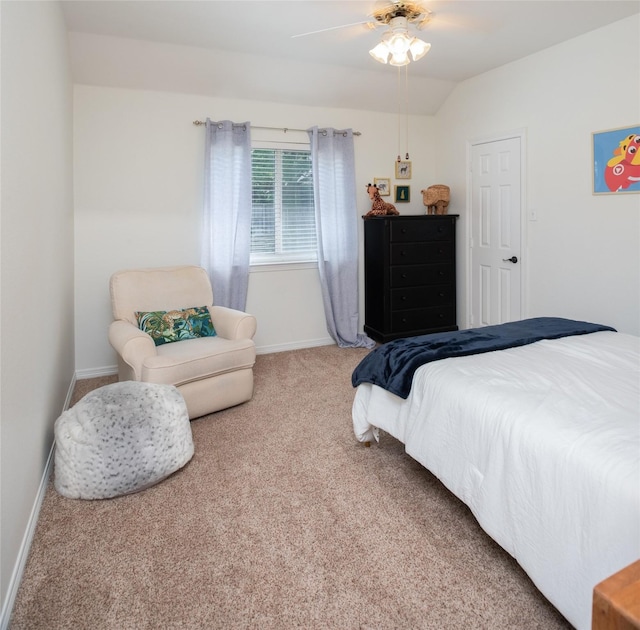 7002 Clear Springs Pkwy, Garland, TX 75044 - bedroom featuring carpet, baseboards, lofted ceiling, and ceiling fan