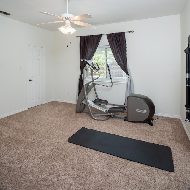 7002 Clear Springs Pkwy, Garland, TX 75044 - workout room with carpet flooring, ceiling fan, and baseboards