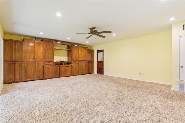 4732 Baylor Camp Rd, Crawford, TX 76638 - unfurnished living room featuring ceiling fan, carpet flooring, recessed lighting, and baseboards