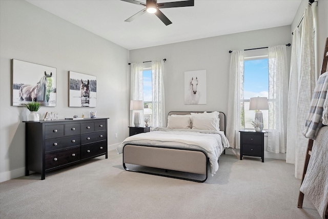 1025 Aledo Ridge Ct, Fort Worth, TX 76108 - bedroom with light colored carpet, multiple windows, and a ceiling fan