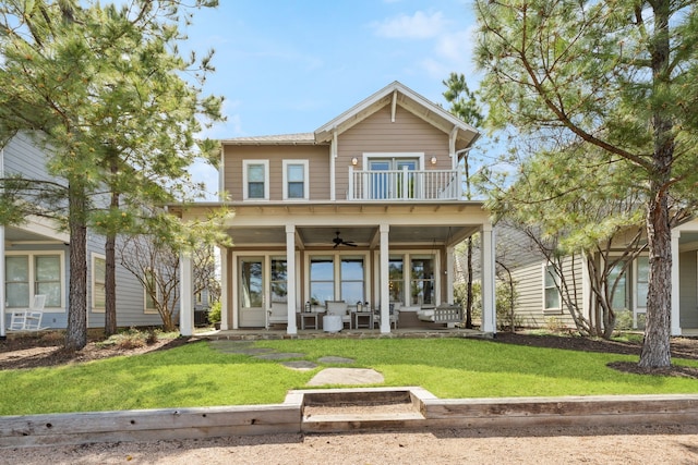 13340 Shumate Way, Malakoff, TX 75148 - view of front of home featuring a ceiling fan, a balcony, and a front yard