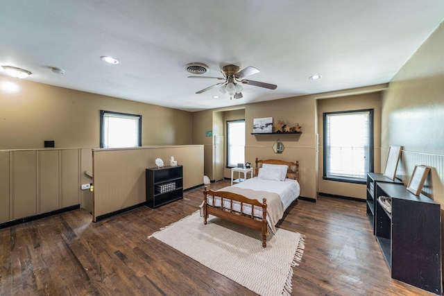 408 Davis St, Weatherford, TX 76086 - bedroom with wood finished floors, recessed lighting, and ceiling fan