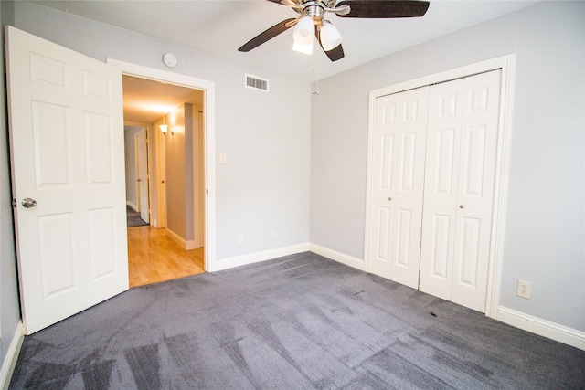 9001 Westfield Dr, Rowlett, TX 75088 - unfurnished bedroom featuring carpet, a closet, ceiling fan, and baseboards