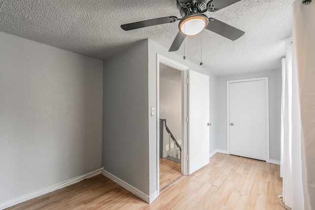 408 E Baylor St, Weatherford, TX 76086 - unfurnished room with light wood finished floors, a textured ceiling, baseboards, and a ceiling fan