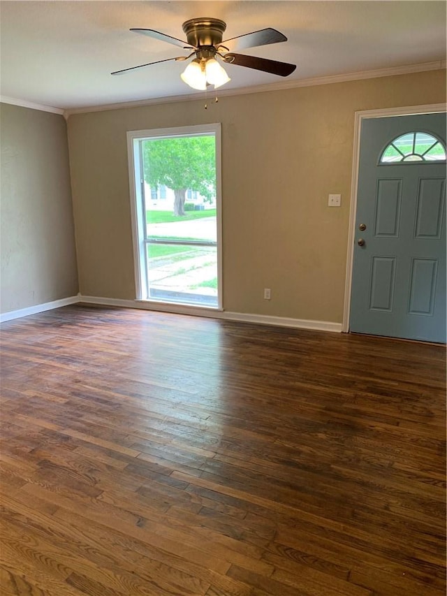 302 W Dexter St, Sherman, TX 75092 - foyer with plenty of natural light, ceiling fan, ornamental molding, and dark wood finished floors