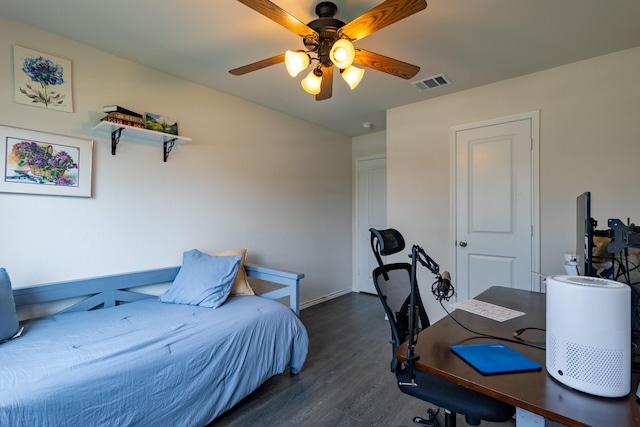 1003 Dewy Glen Ln, Princeton, TX 75407 - bedroom featuring wood finished floors, an office area, ceiling fan, and baseboards