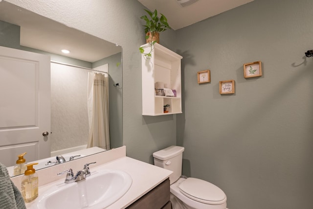1003 Dewy Glen Ln, Princeton, TX 75407 - bathroom featuring toilet, vanity, and a shower with curtain