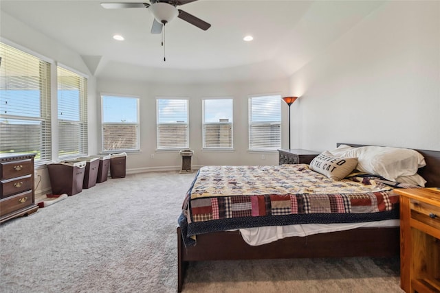 1424 Millican Ln, Aubrey, TX 76227 - carpeted bedroom featuring multiple windows, recessed lighting, baseboards, and ceiling fan