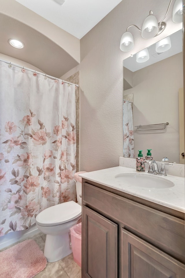 3113 Sangria Ln, Fort Worth, TX 76177 - full bath featuring vanity, tile patterned flooring, and a shower with curtain