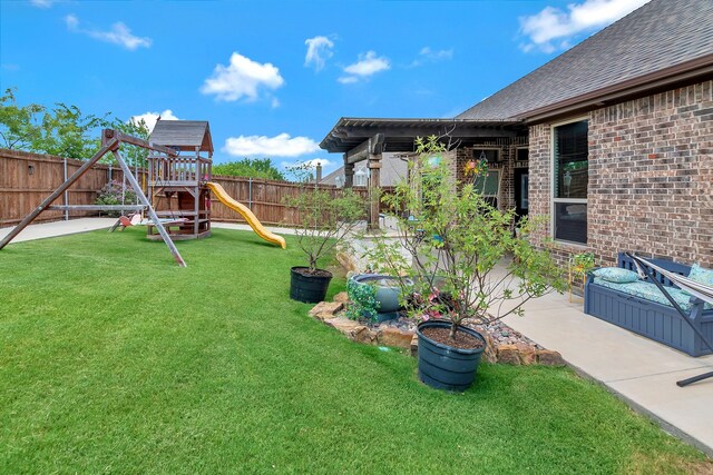 3113 Sangria Ln, Fort Worth, TX 76177 - fenced backyard featuring a playground