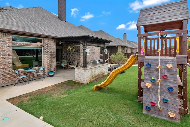 3113 Sangria Ln, Fort Worth, TX 76177 - view of play area featuring a yard and a patio area